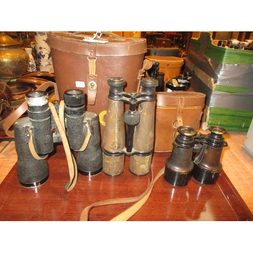 88 - Three Pairs of Binoculars - Lieberman & Gortz 10x52, Heath & Co and Other WWI Period Binoculars