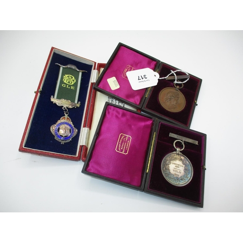 317 - Silver Medal RAOB GLE, along with 2 Royal Academy of Music Medals