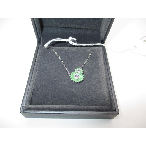 380 - Georg Jensen Silver and Enamel Flower Necklace