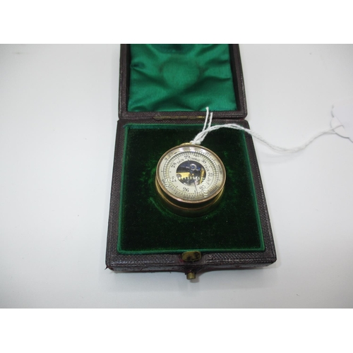 383 - 18ct Gold Pocket Compass and Barometer with Fitted Leather Case