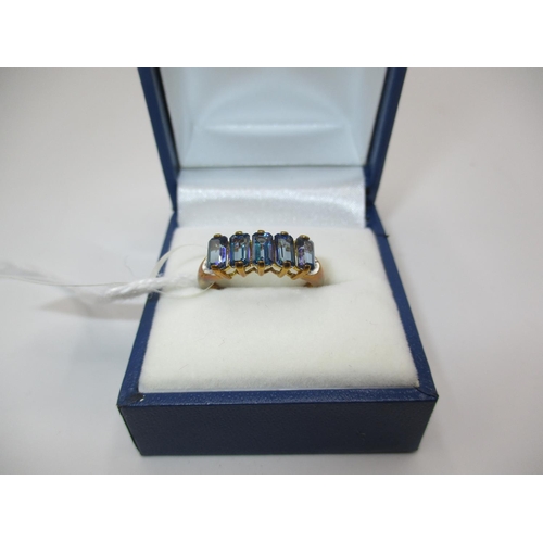 403 - 9ct Gold 5 Blue Stone Ring, 2.5g, Size N