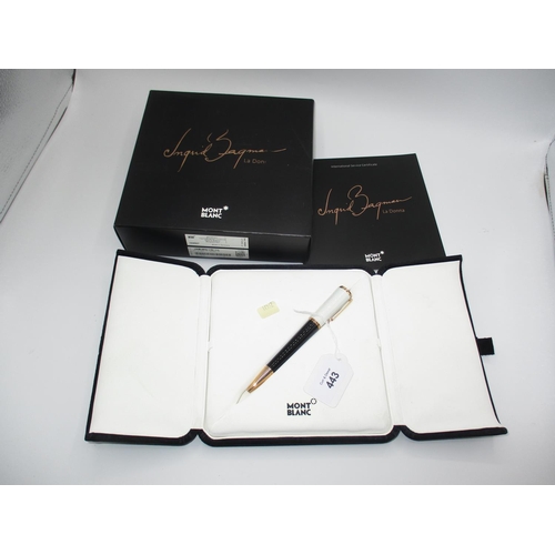 443 - Montblanc Ingrid Bergman La Donna Ball Point Pen with Case, Box and Certificate