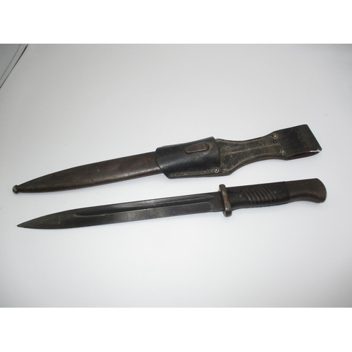 464 - Bayonet with Leather and Metal Scabbard