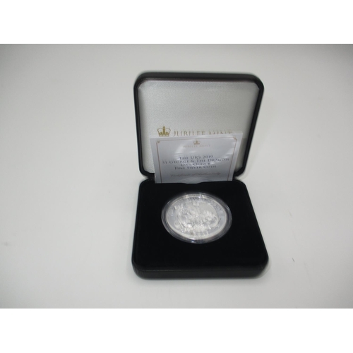 475 - 2019 Royal Mint £2 Brilliant Uncirculated Silver (999) One Ounce George and the Dragon Coin, boxed a... 