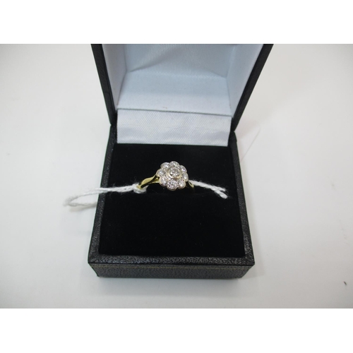 484 - 18ct Gold Diamond Daisy Cluster Ring, Size J