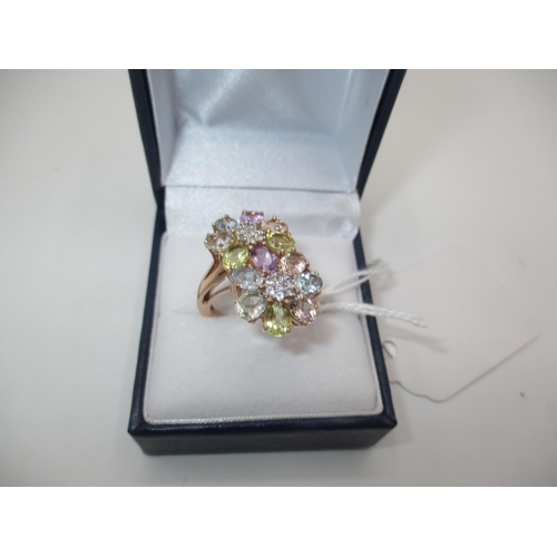 486 - Amethyst, Morganite, Blue Topaz, Quartz and White Topaz Ring, Size N