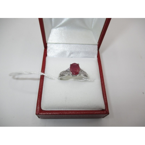 496 - Ruby and Diamond Ring, Size O