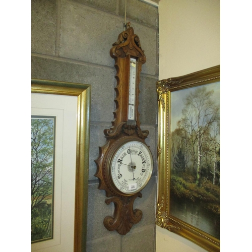 525 - Carved Oak Case Aneroid Barometer