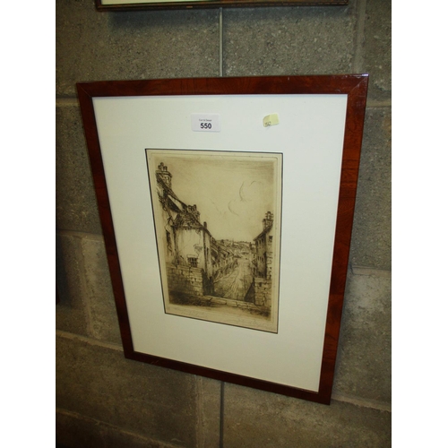 550 - John  A Myles, Etching, Skirling Wynd Montrose