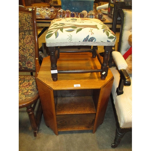 610 - 1930's Oak Book Table and a Stool