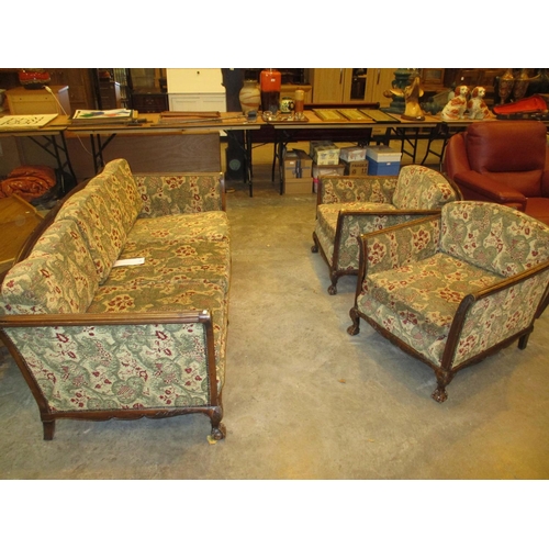 615 - 1930's 3 Piece Lounge Suite of Ball and Claw Feet