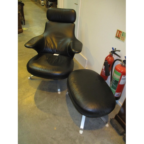 624 - B&B Italia Maxalto Black Leather Radar Chair and Stool by James Irvine (British 1958-2013)