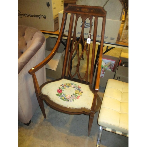 636 - Edwardian Inlaid Mahogany Occasional Arm Chair