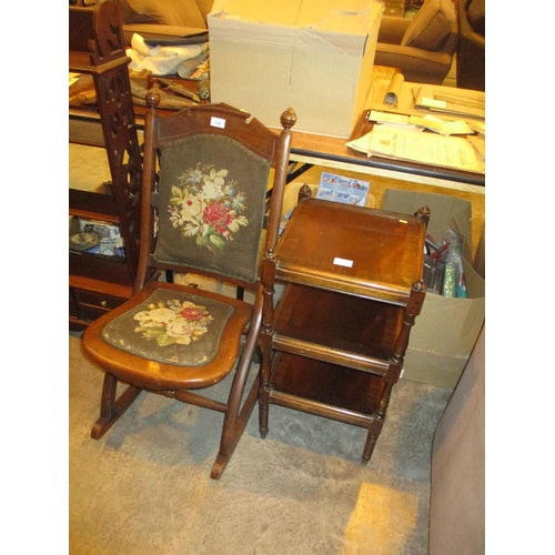 638 - Folding Rocking Chair and a 3 Tier Table