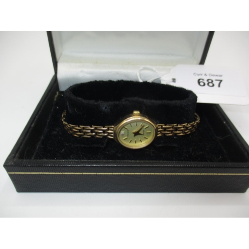 687 - Ladies Accurist 9ct Gold Bracelet Watch, 10.95g total