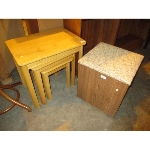 708 - Nest of 3 Tables and a Box Stool