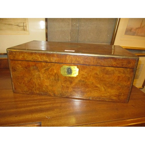 105 - Victorian Figured Walnut and Brass Bound Writing Box