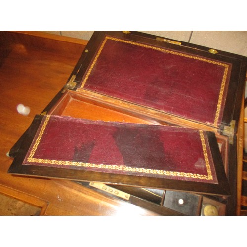 105 - Victorian Figured Walnut and Brass Bound Writing Box