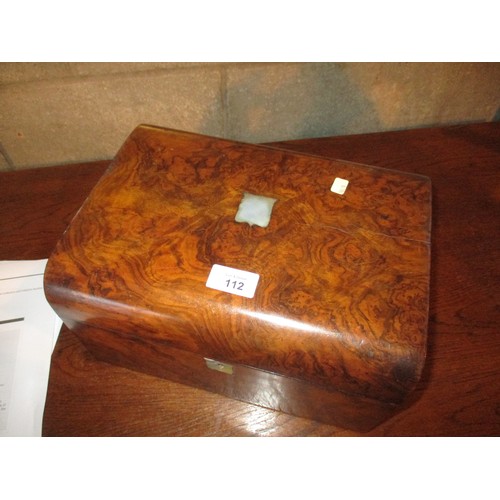 112 - Victorian Figured Walnut Travelling Toilet Box