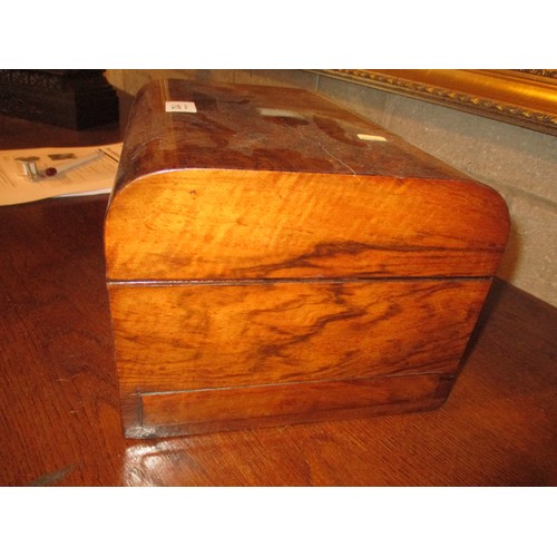 112 - Victorian Figured Walnut Travelling Toilet Box