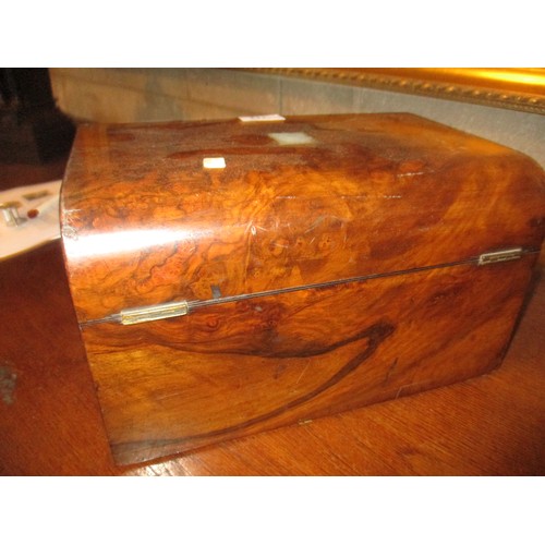 112 - Victorian Figured Walnut Travelling Toilet Box