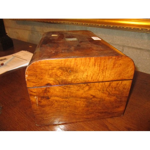 112 - Victorian Figured Walnut Travelling Toilet Box