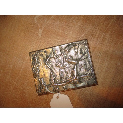 438 - Chinese White Metal Card Case Ornately Embossed with Dragons and Cranes