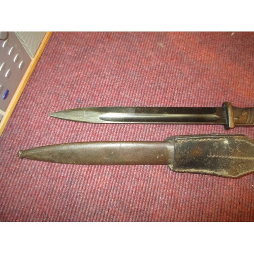 464 - Bayonet with Leather and Metal Scabbard