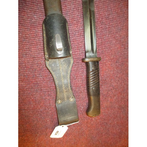 464 - Bayonet with Leather and Metal Scabbard