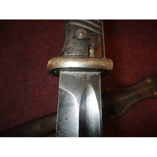 464 - Bayonet with Leather and Metal Scabbard