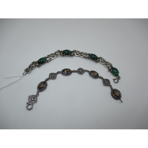 425 - Silver and Malachite Bracelet and a Silver and Smoky Stone Bracelet