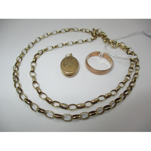 430 - 9ct Gold Necklace, 9ct Gold Locket and a 9ct Gold Ring, 8.49g total