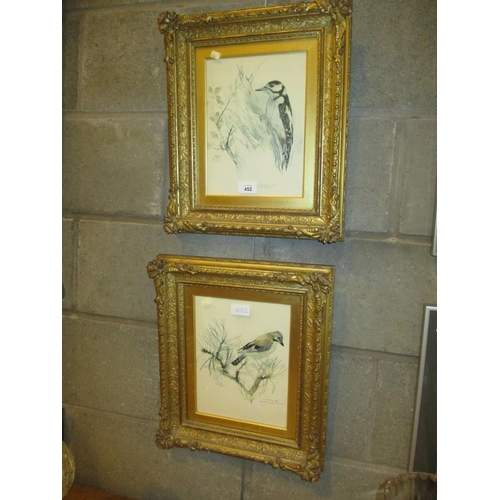 452 - Pair of Gilt Framed Prints of Birds