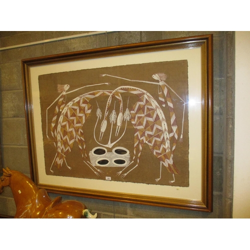 458 - Danny Djorlom, Aboriginal Painting on Heavy Duty Handmade Arches Rives Paper, Brolga Bird & Mimi Spi... 