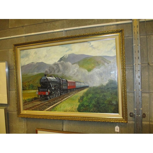 460 - Monogrammed OLL '89, Oil on Canvas, Steam Train West Highlander 44932, 60x90cm