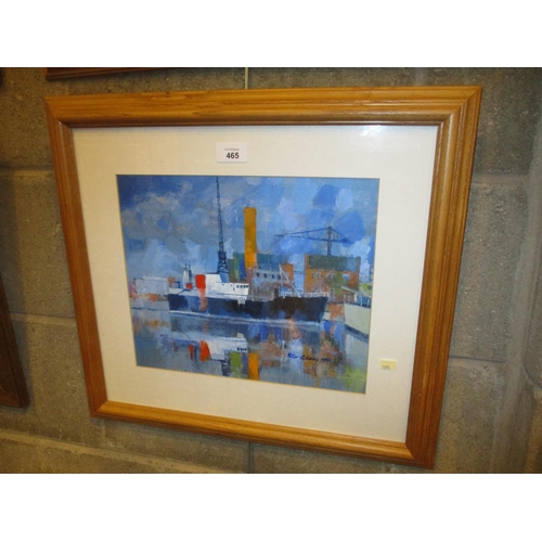 465 - Peter Adams 1995, Acrylics, Harbour Scene, 27x32cm