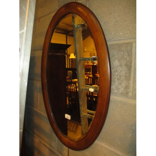 474 - Inlaid Mahogany Oval Wall Mirror, 77x49cm