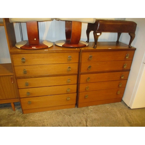 487 - Pair of Stag Teak Chests of 5 Drawers, each 81cm