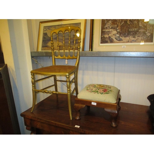 498 - Victorian Giltwood Bedroom Chair and a Footstool