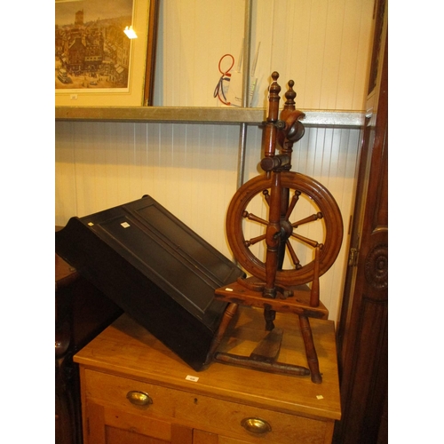 500 - Turned Wood Spinning Wheel and a Wall Cabinet