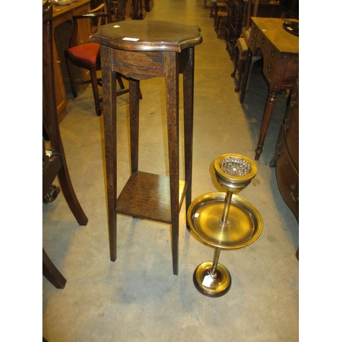 515 - Oak Plant Stand and a Smokers Stand