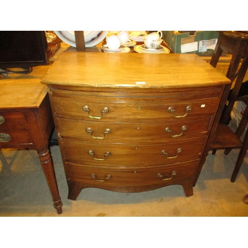 516 - Inlaid Mahogany Bowfront Chest of 4 Drawers with Brushing Slide, 81cm