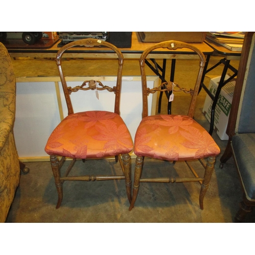 524 - Pair of Victorian Inlaid Walnut Bedroom Chairs