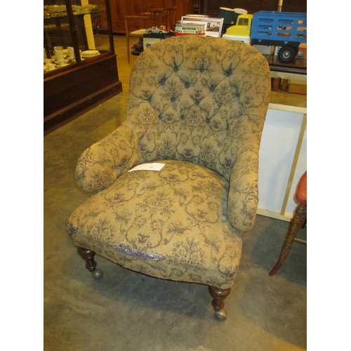 525 - Victorian Deep Buttoned Parlour Chair