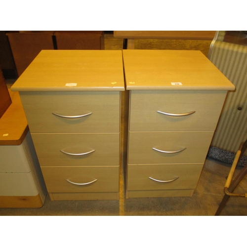 530 - Pair of 3 Drawer Bedside Chests and Double Headboard