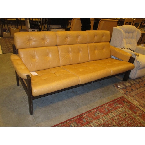 538 - Ekornes Mustard Leather 3 Seat Settee