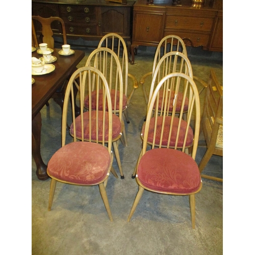 585 - Set of 6, 2 Arm and 4, Ercol Tall Hoop Back Dining Chairs