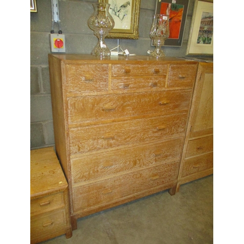 Heals London Lime Washed Oak Chest of 8 Drawers, 97cm, with Makers Button