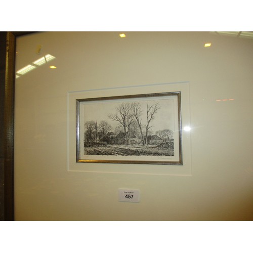 457 - Two Etchings, Farm Cottages and Country Scene