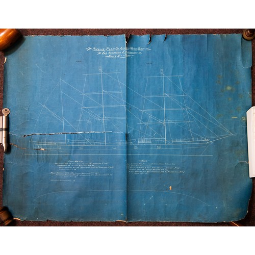 442 - Rigging Plan of Screw Wood Ship For Antarctic Exploration Scale 1/8=1 Foot, Inscribed Verso in Ink S... 